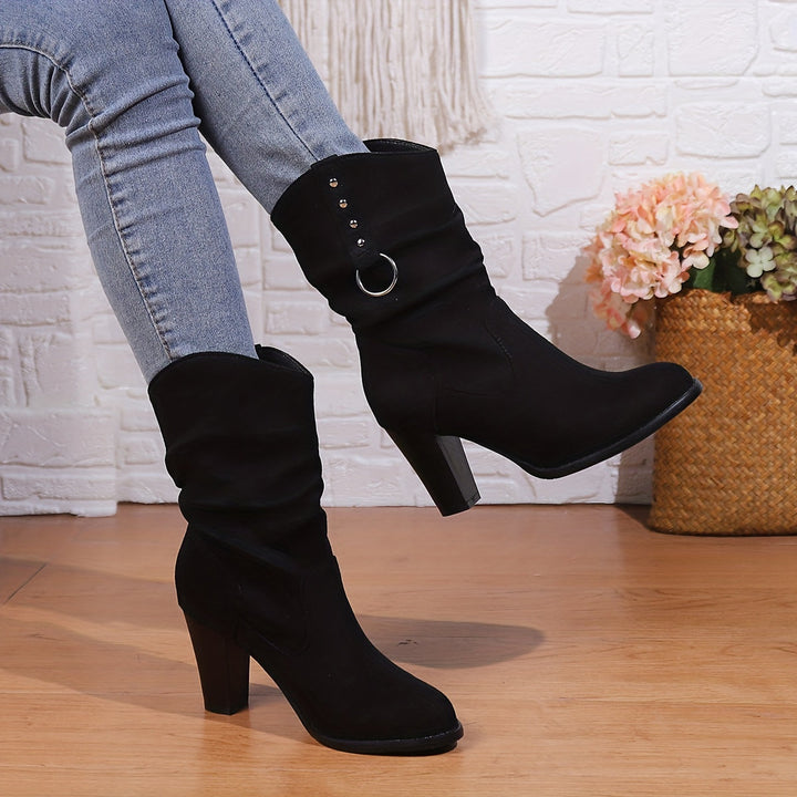 Gaia | Women's Slouchy Western Ankle Boots – Black