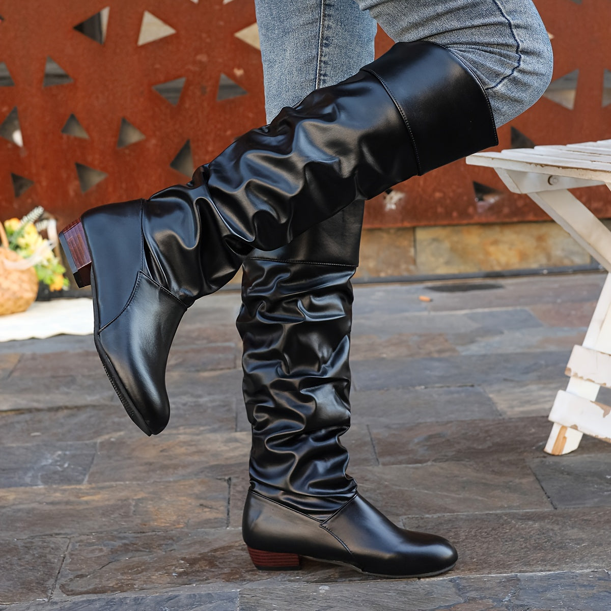 Lily | Women's Slouchy Low Heel Knee High Boots – Fall Boots