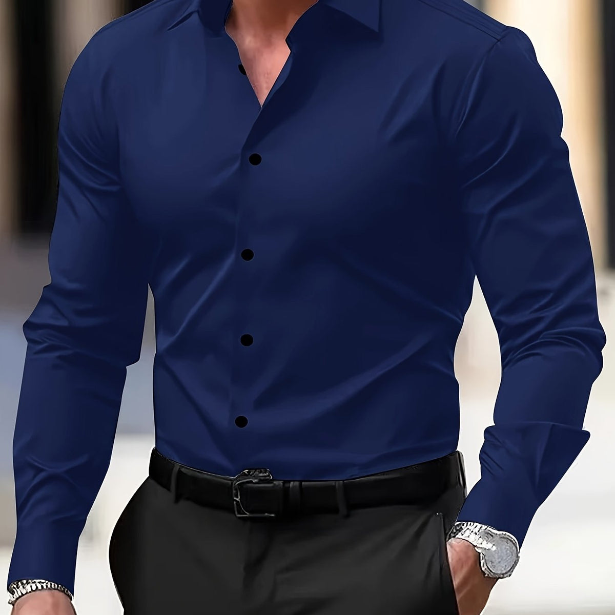 Ryan | Men's Tailored Dress Shirt – Navy