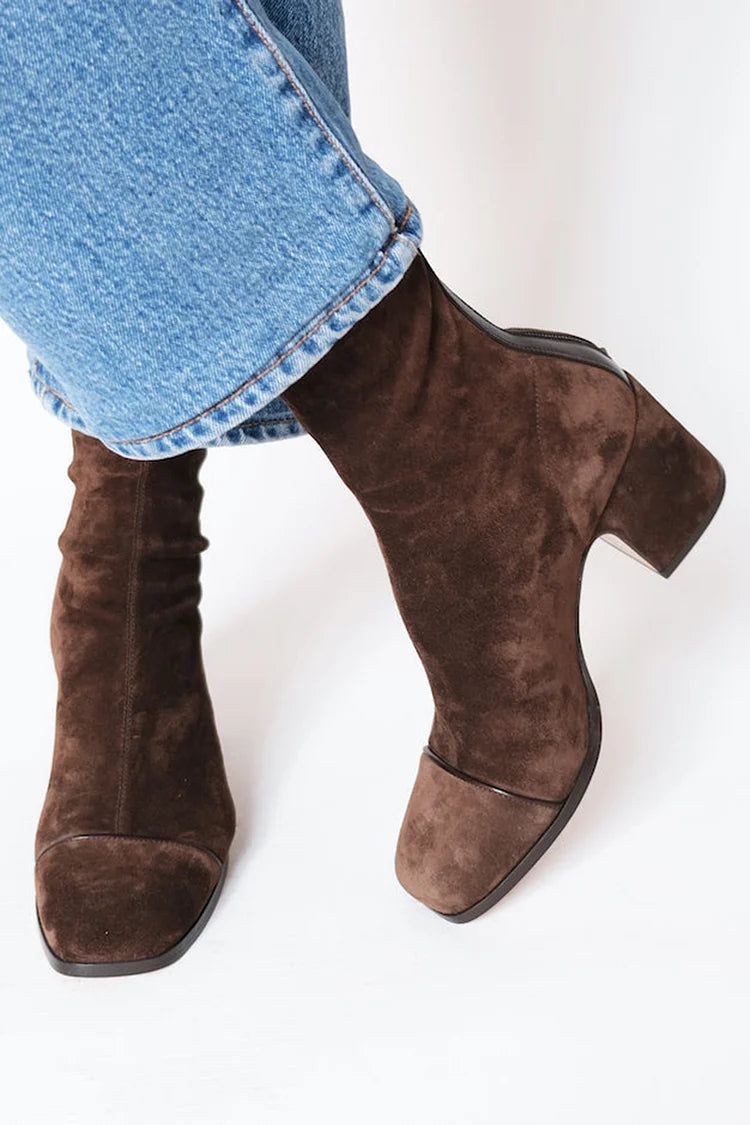 Sadie | Women's Suede Look Ankle Boots – Minimalist Fall Boots