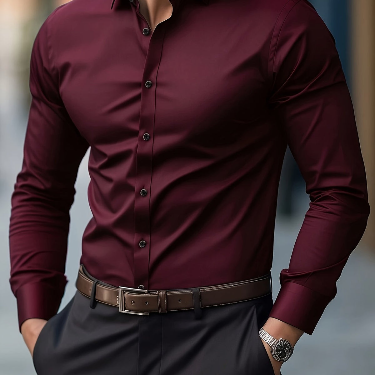 Ryan | Men's Tailored Dress Shirt – Burgundy