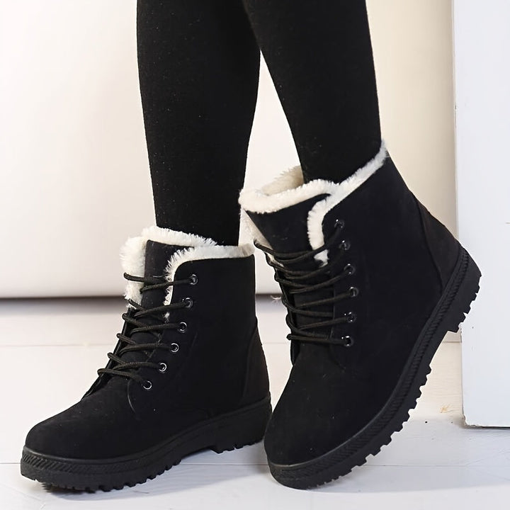 Lana | Women's Warm Lined Lace-Up Winter Boots – Black