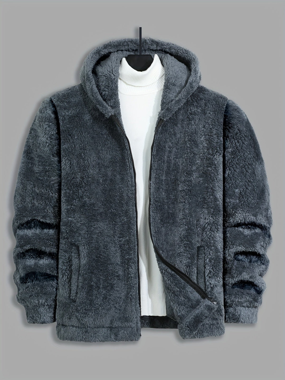 Ethan | Men's Plush Hooded Winter Jacket – Full Zip Winter Coat