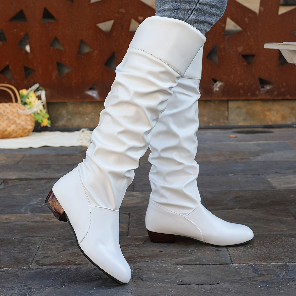 Lily | Women's Slouchy Low Heel Knee High Boots – Fall Boots