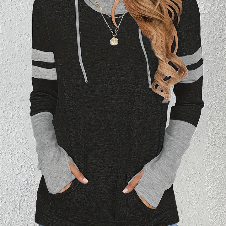Sloane | Women's Two-Tone Pullover Hoodie – Black