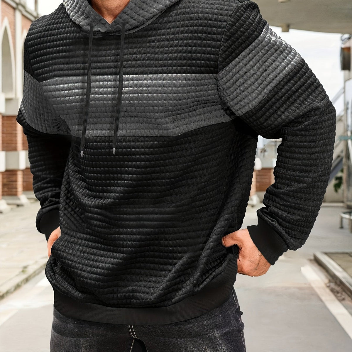 Holden | Men's Color Block Pullover Hoodie – Dark Gray