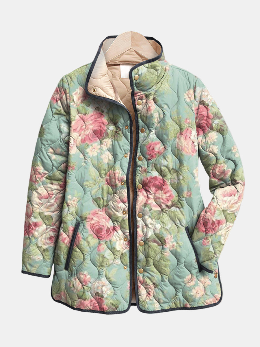 Clara | Women's Retro Floral Quilted Jacket – Vintage Inspired Jacket
