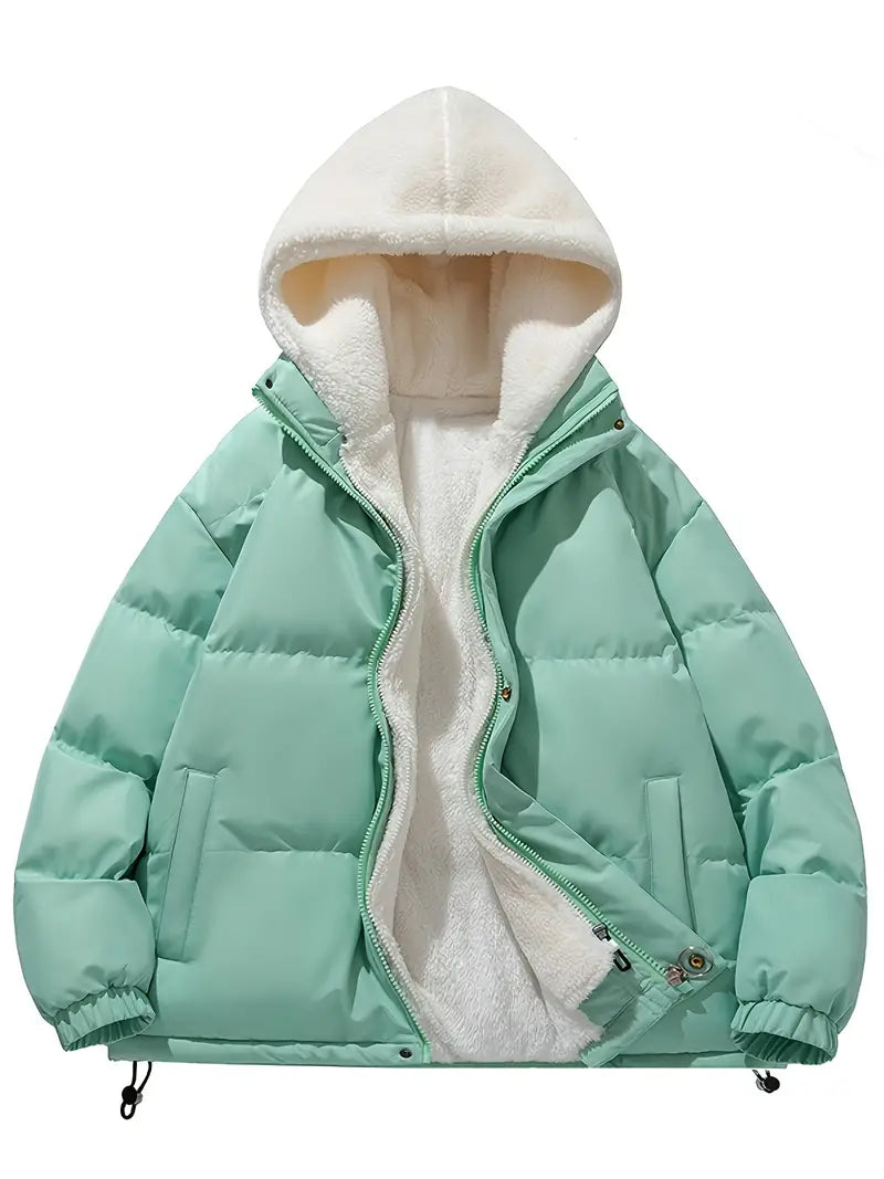 Zoe | Women's Hooded Sherpa Winter Jacket – Mint Green