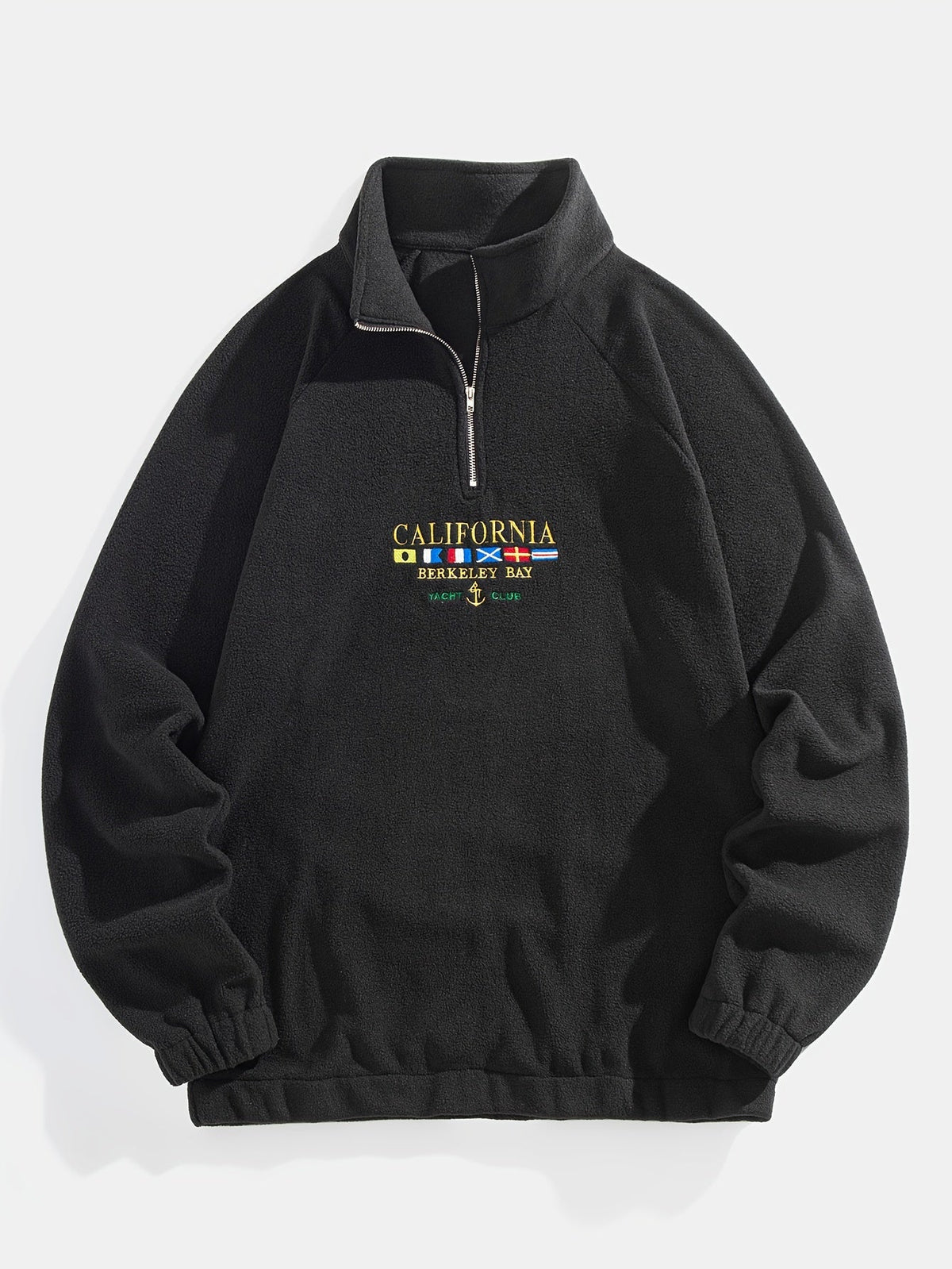 Emil | Men's Embroidered Quarter Zip Sweatshirt – Black