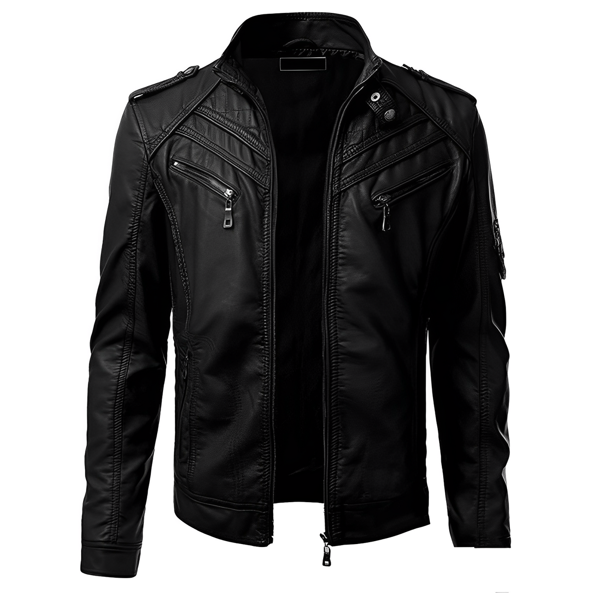 Kurt | Men's Leather Look Moto Jacket – Black
