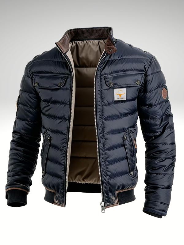 Nash | Men's Stand Collar Quilted Jacket – Marine