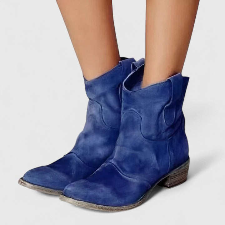 Ivy | Women's Western Ankle Boots – Blue