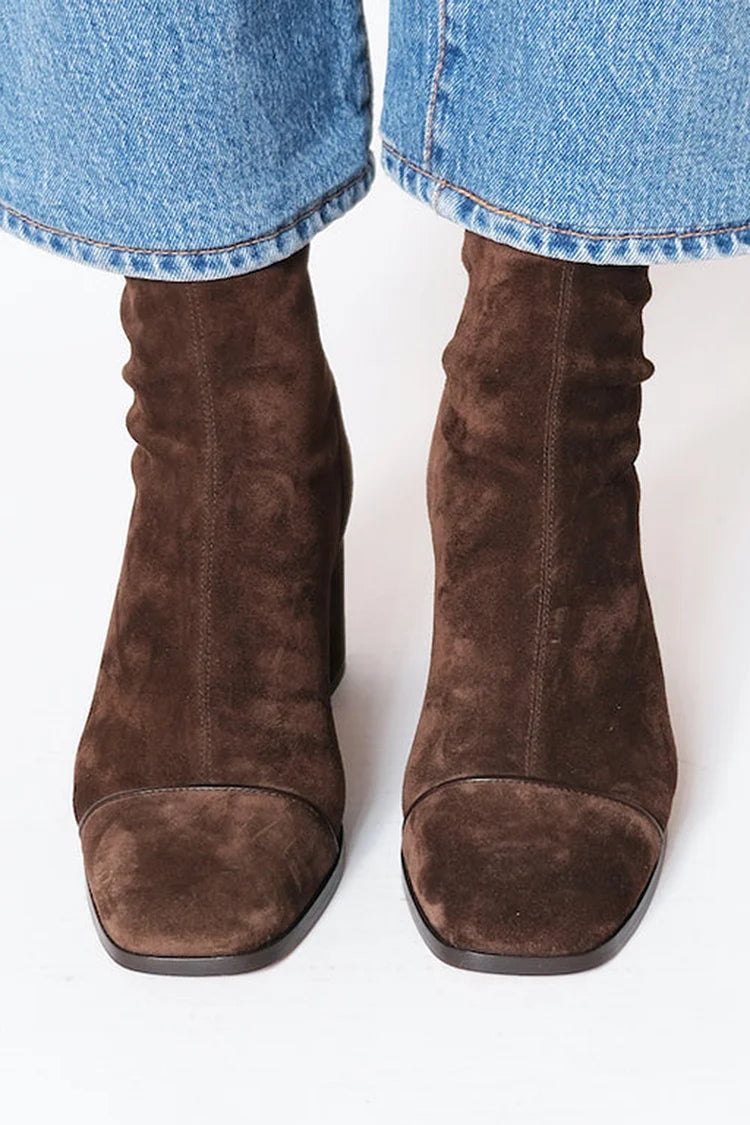 Sadie | Women's Suede Look Ankle Boots – Minimalist Fall Boots