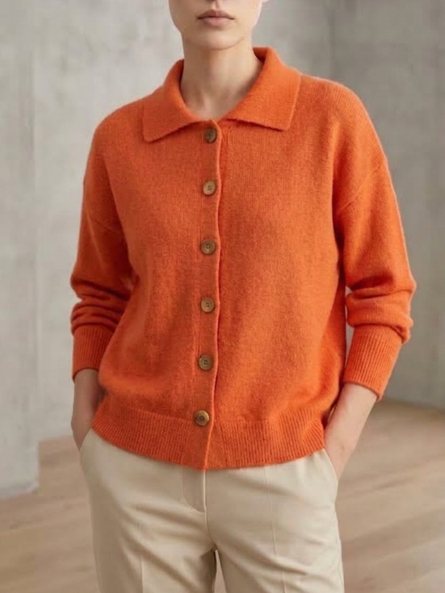 Oona | Women's Collared Knit Cardigan Sweater – Lapel Button Up Cardigan