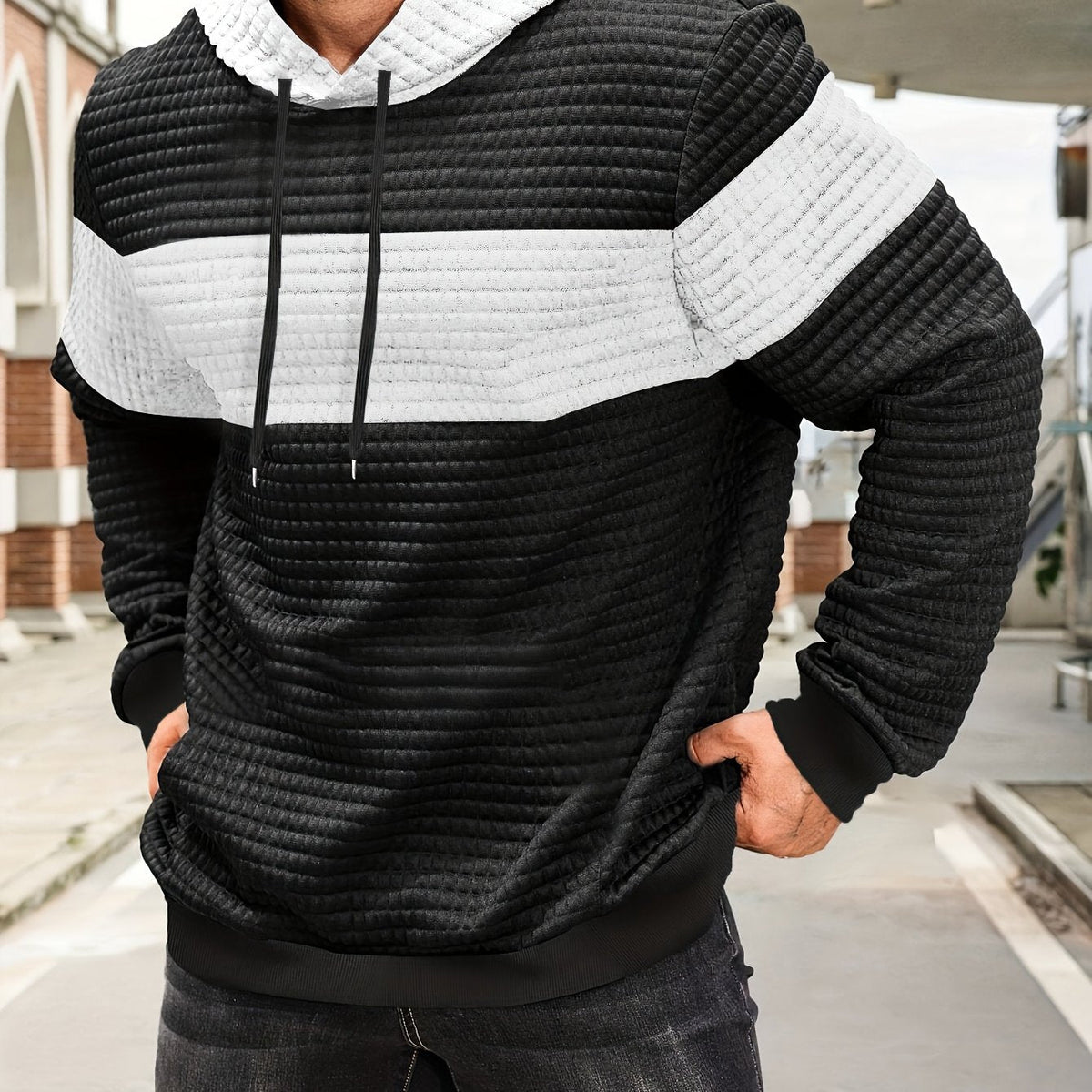 Holden | Men's Color Block Pullover Hoodie – White