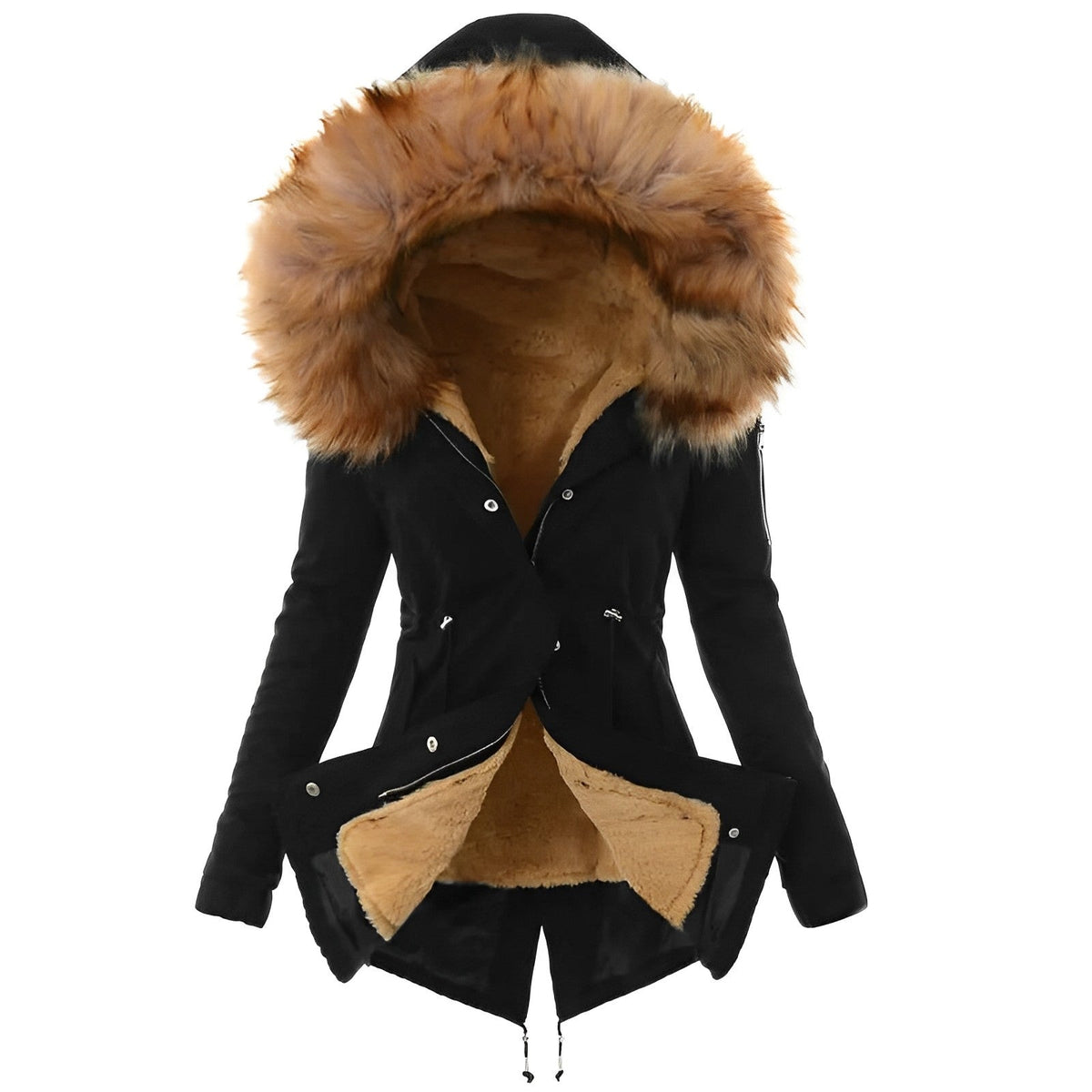 Mona | Women's Faux Fur Hood Winter Parka – Black