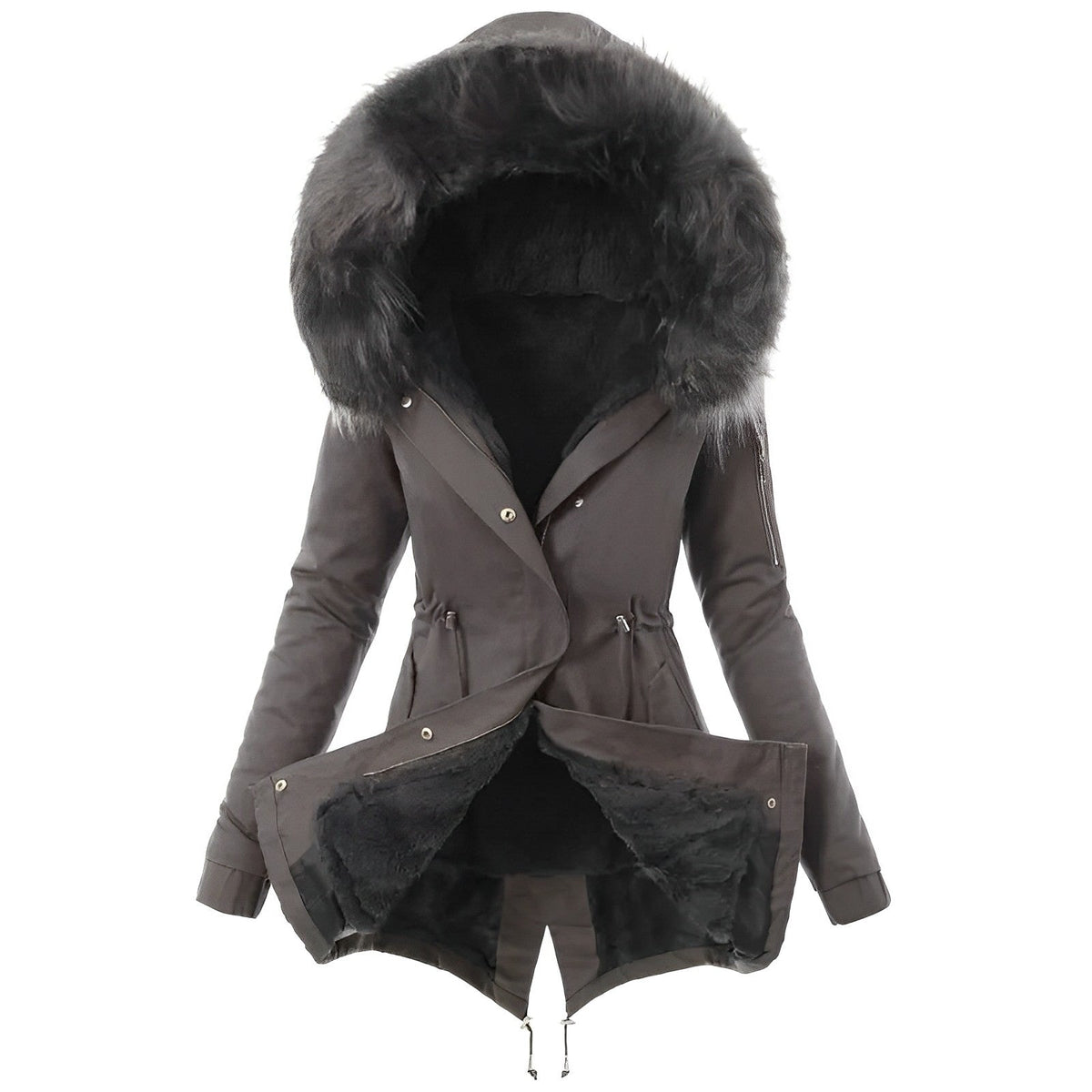 Mona | Women's Faux Fur Hood Winter Parka – Grey