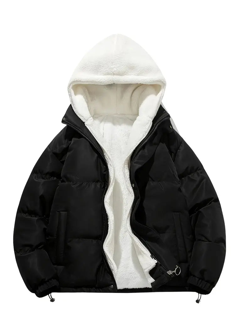 Zoe | Women's Hooded Sherpa Winter Jacket – Black