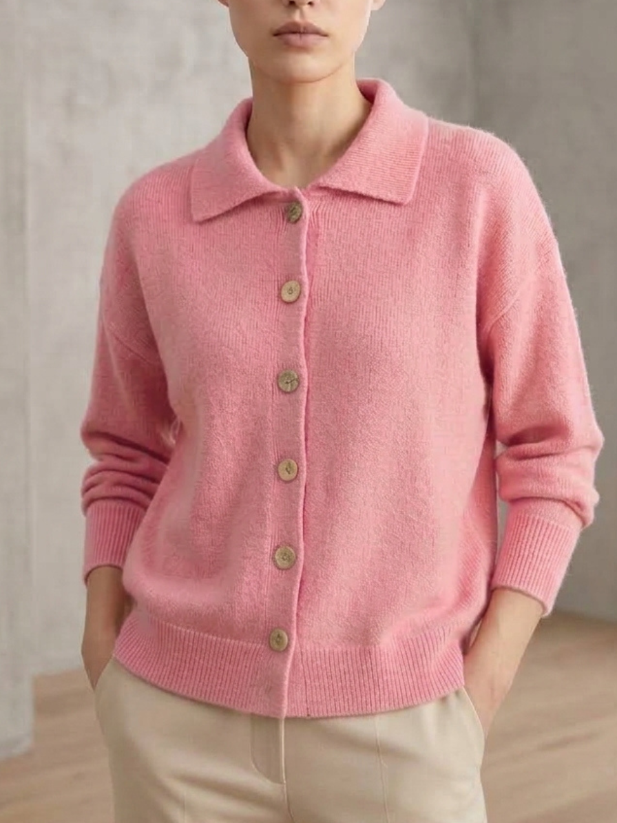 Oona | Women's Collared Knit Cardigan Sweater – Lapel Button Up Cardigan