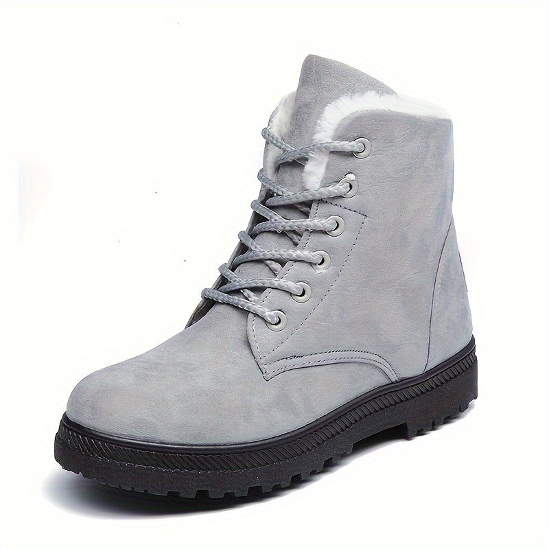 Lana | Women's Warm Lined Lace-Up Winter Boots – Grey