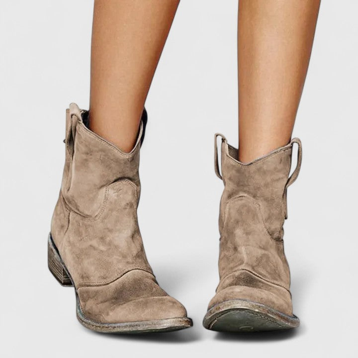 Ivy | Women's Western Ankle Boots – Light Brown