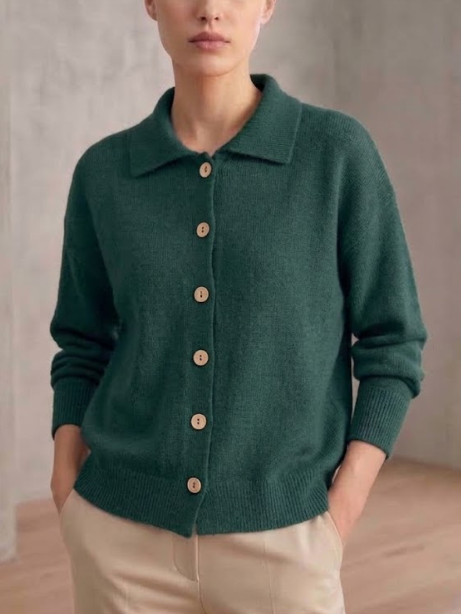 Oona | Women's Collared Knit Cardigan Sweater – Lapel Button Up Cardigan