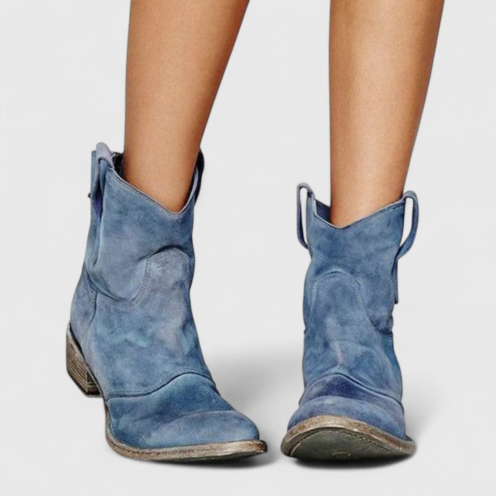 Ivy | Women's Western Ankle Boots – Light Blue