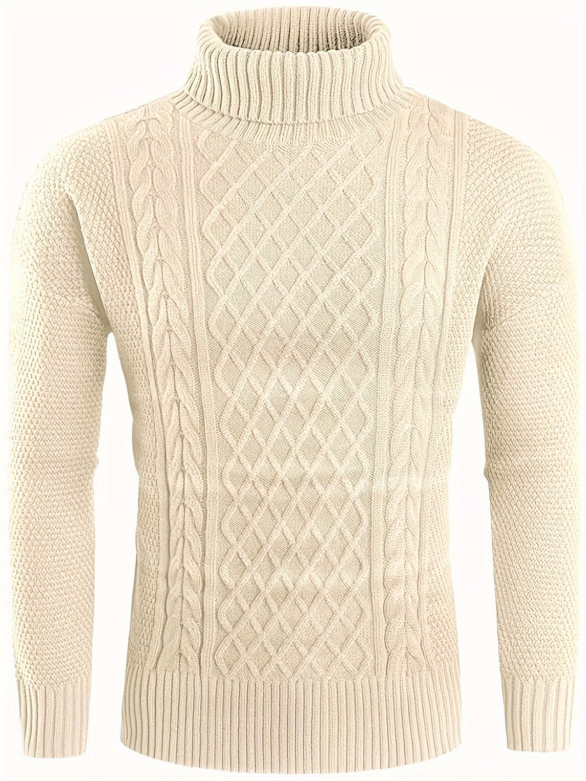 Blake | Men's Cable Knit Turtleneck Sweater – Warm High Neck Pullover