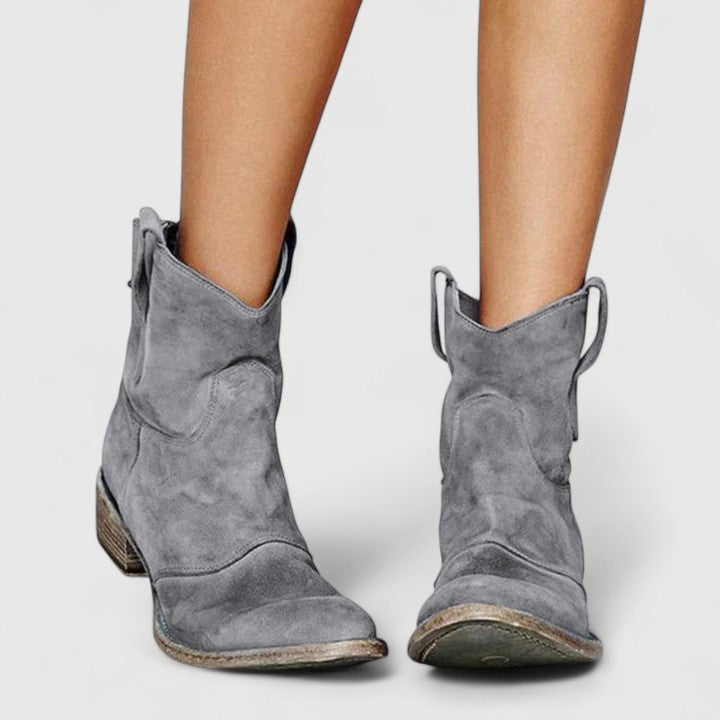 Ivy | Women's Western Ankle Boots – Gray