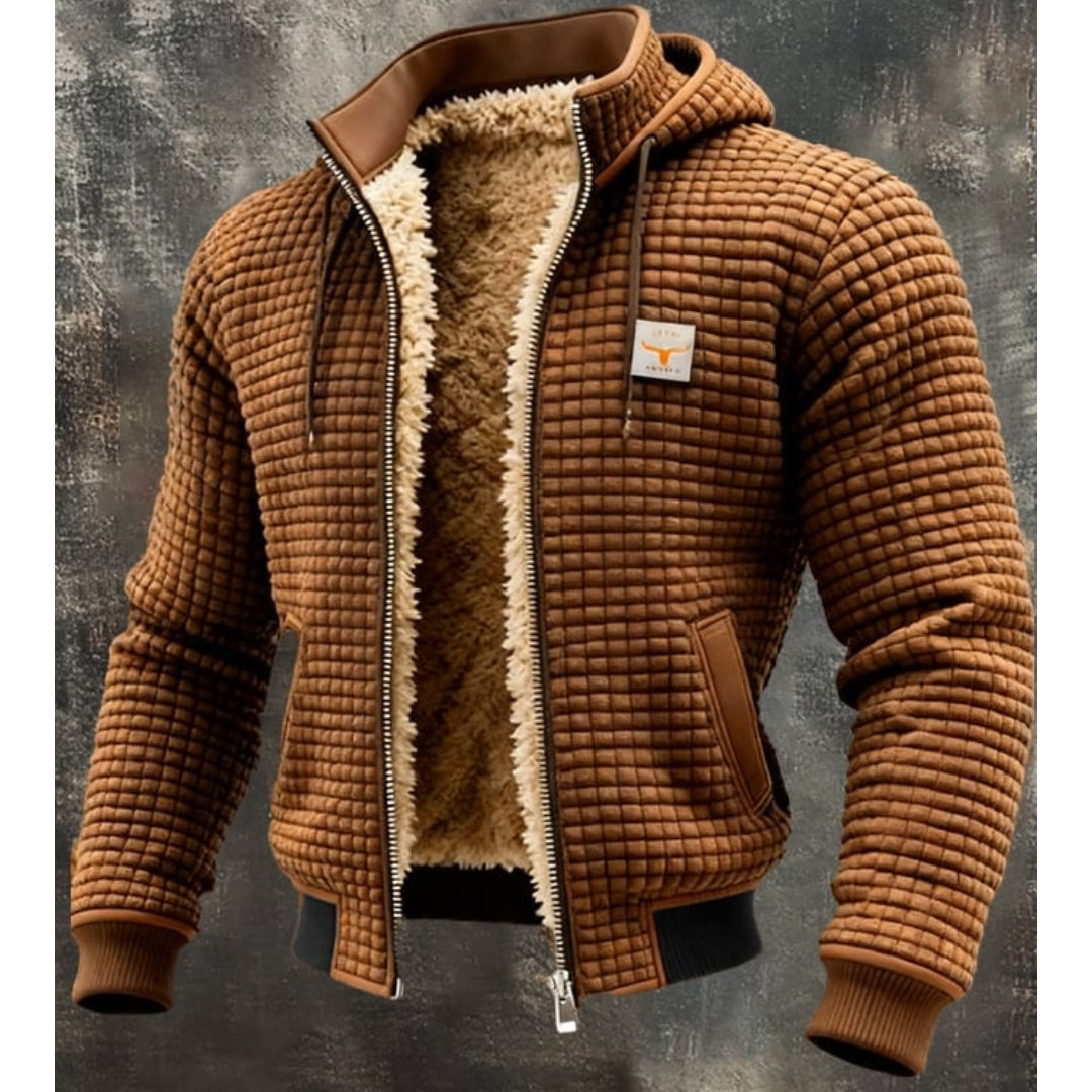Hugo | Men's Sherpa Lined Quilted Winter Jacket – Hooded Winter Coat