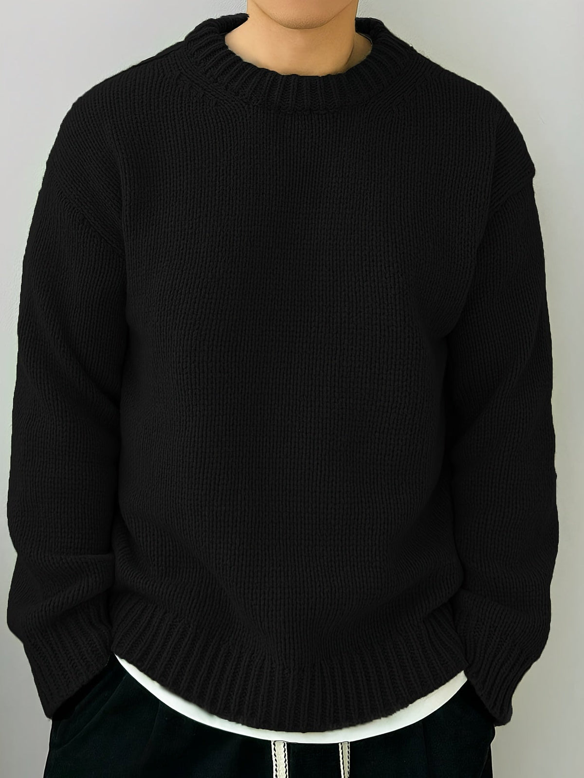 Ethan | Men's Drop Shoulder Knit Sweater – Relaxed Fit Pullover