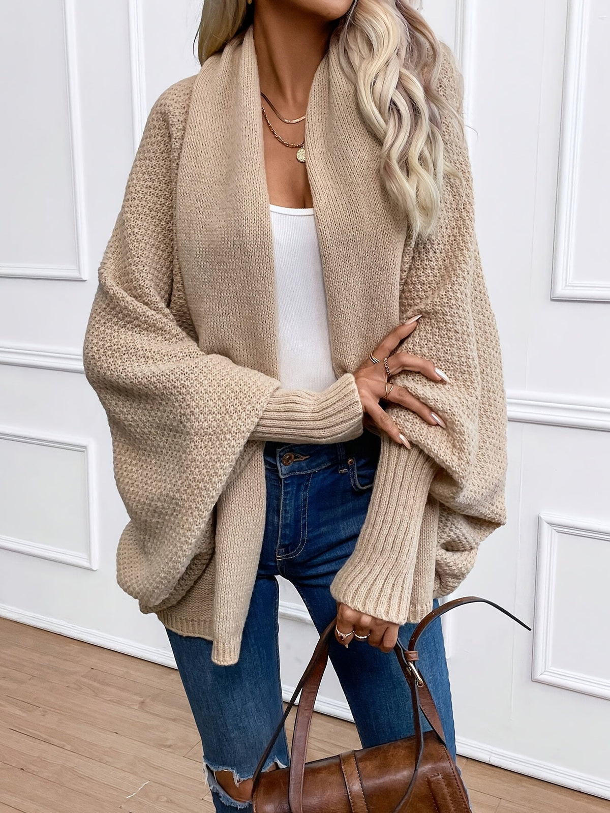 Vida | Women's Batwing Cardigan Sweater – Open Front Knit Cardigan