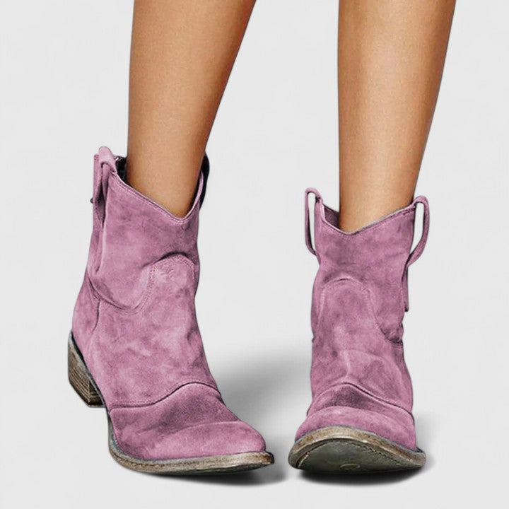 Ivy | Women's Western Ankle Boots – Purple