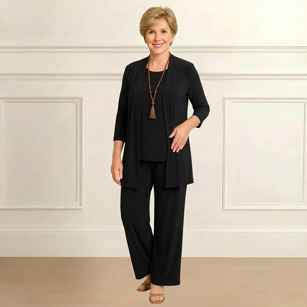Adele | Women's Monochrome Three Piece Matching Set – Cardigan Lounge Set