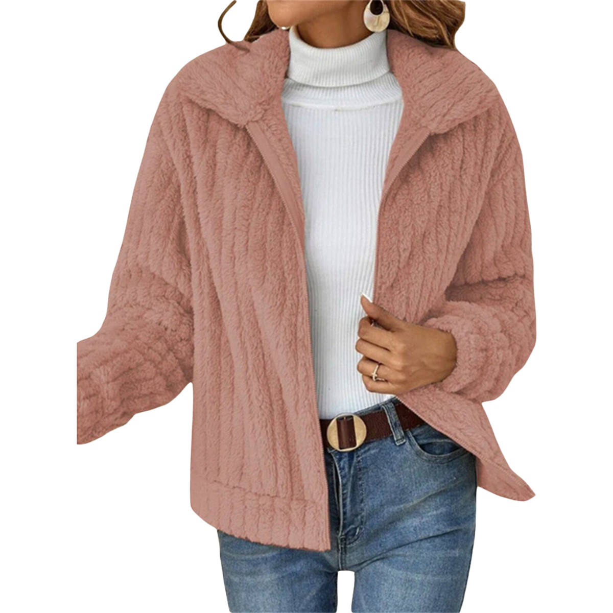 Ella | Women's Relaxed Fit Hooded Winter Jacket – Zip Front Winter Coat