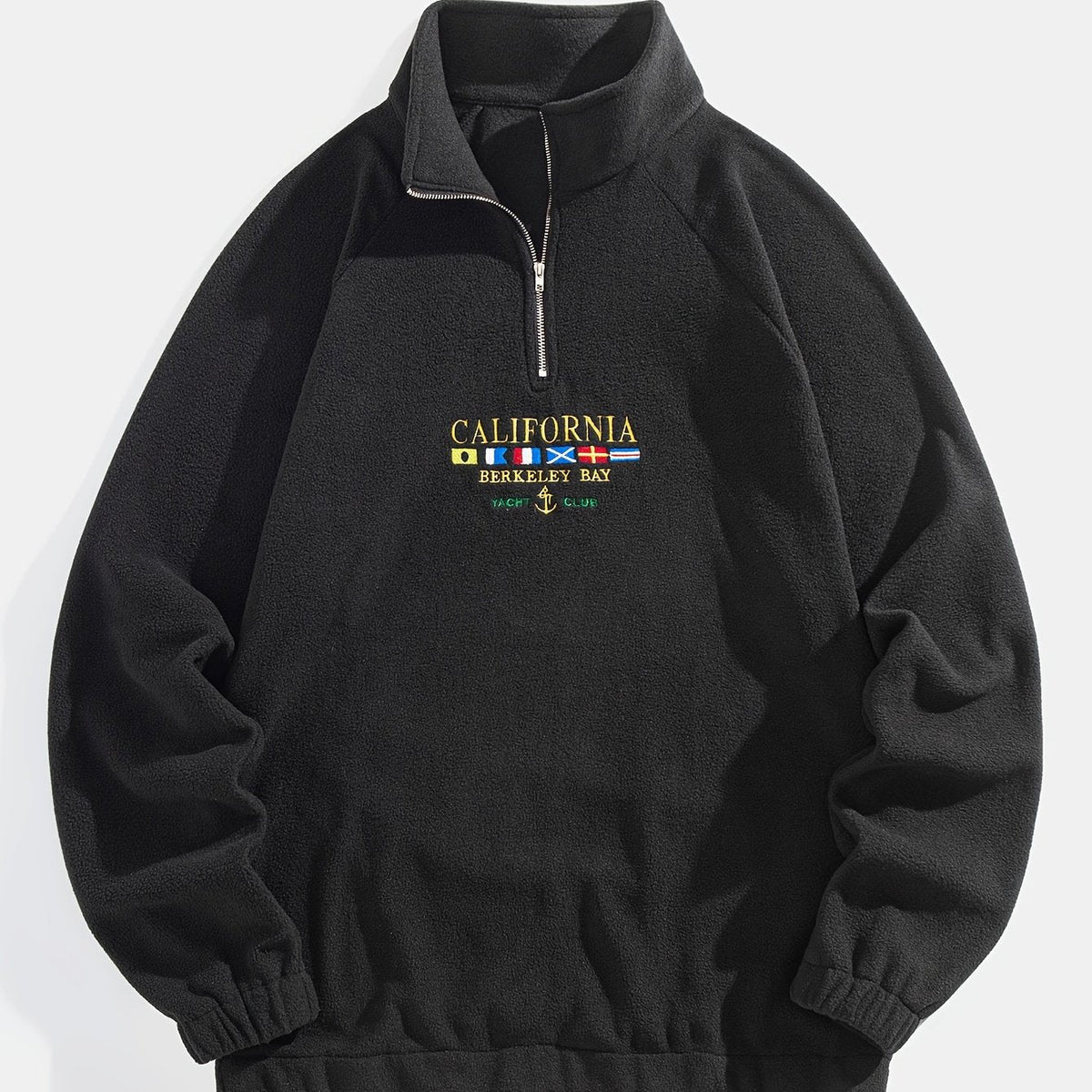 Emil | Men's Embroidered Quarter Zip Sweatshirt – Black