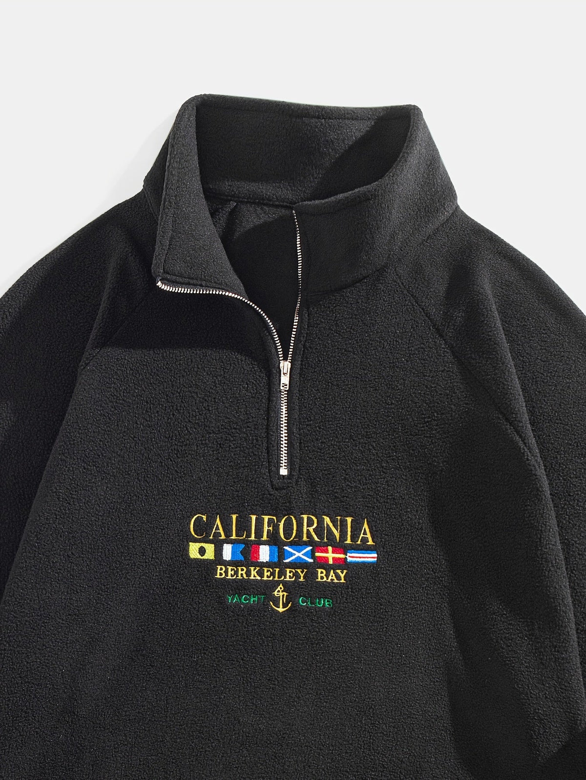 Emil | Men's Embroidered Quarter Zip Sweatshirt – Black