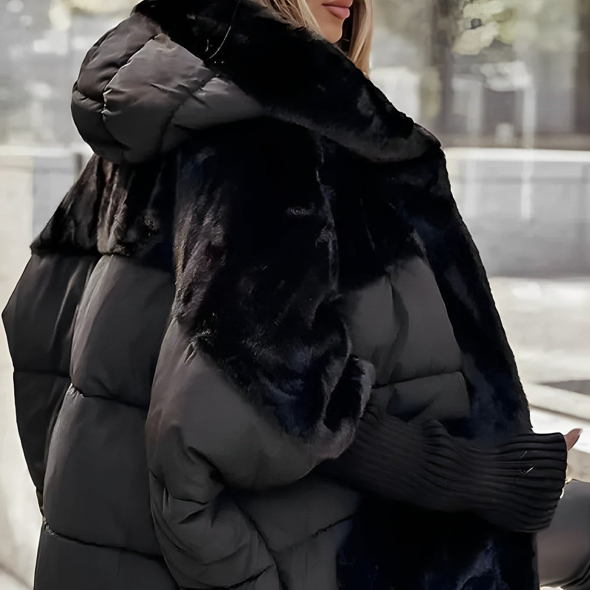 Alice | Women's Faux Fur Panel Winter Jacket – Padded Hooded Jacket
