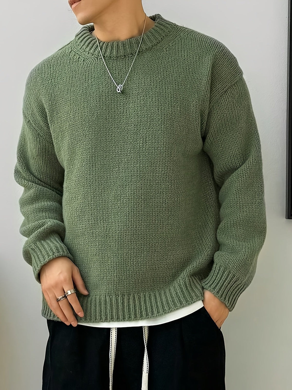 Ethan | Men's Drop Shoulder Knit Sweater – Relaxed Fit Pullover
