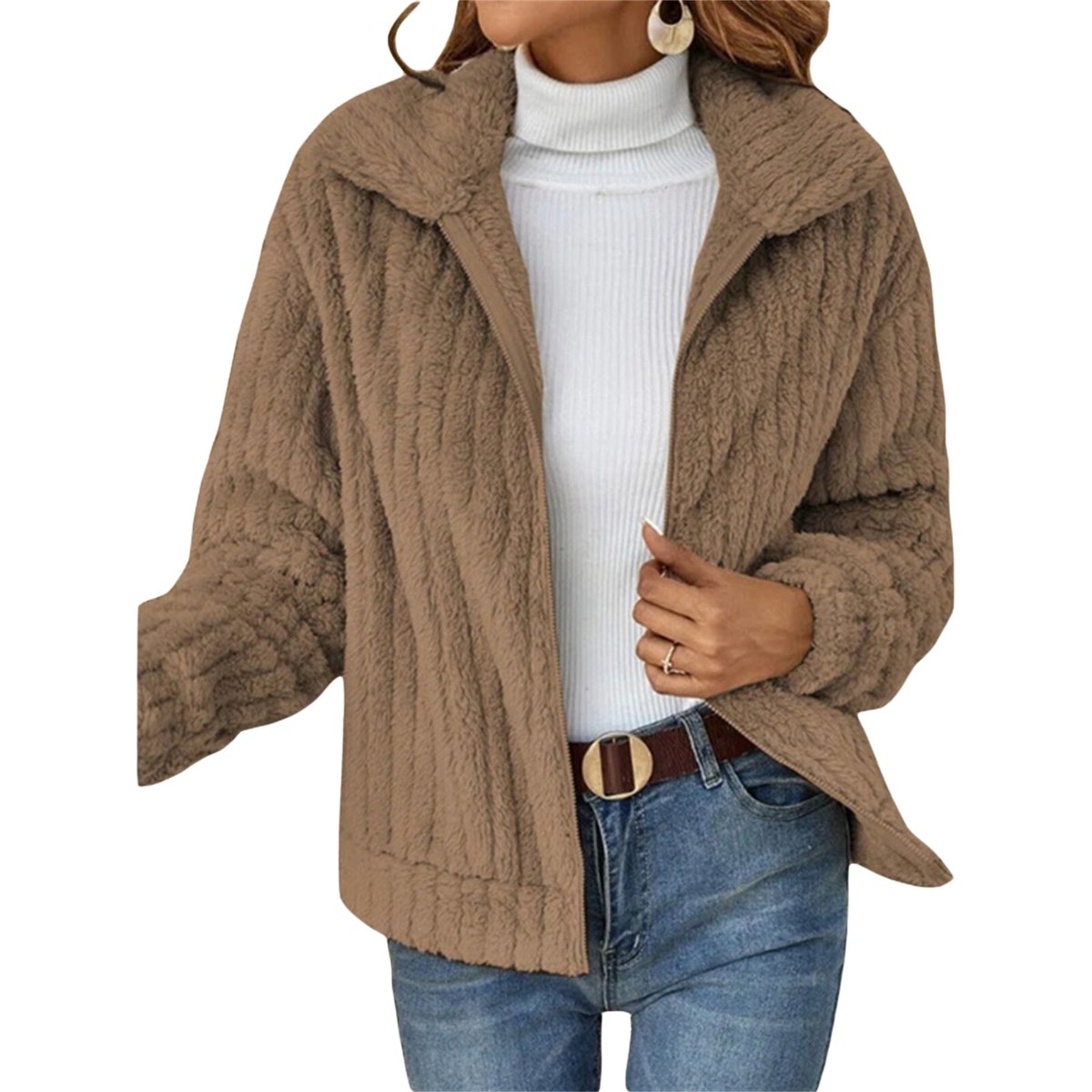 Ella | Women's Relaxed Fit Hooded Winter Jacket – Zip Front Winter Coat