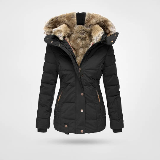 Ruth | Women's Faux Fur Hood Winter Jacket – Black