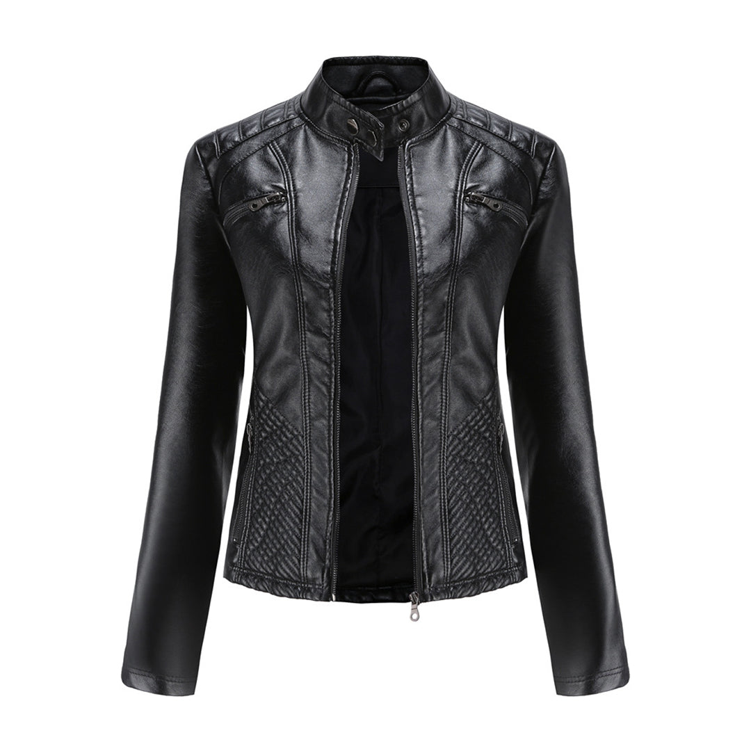Faye | Women's Quilted Faux Leather Jacket – Black