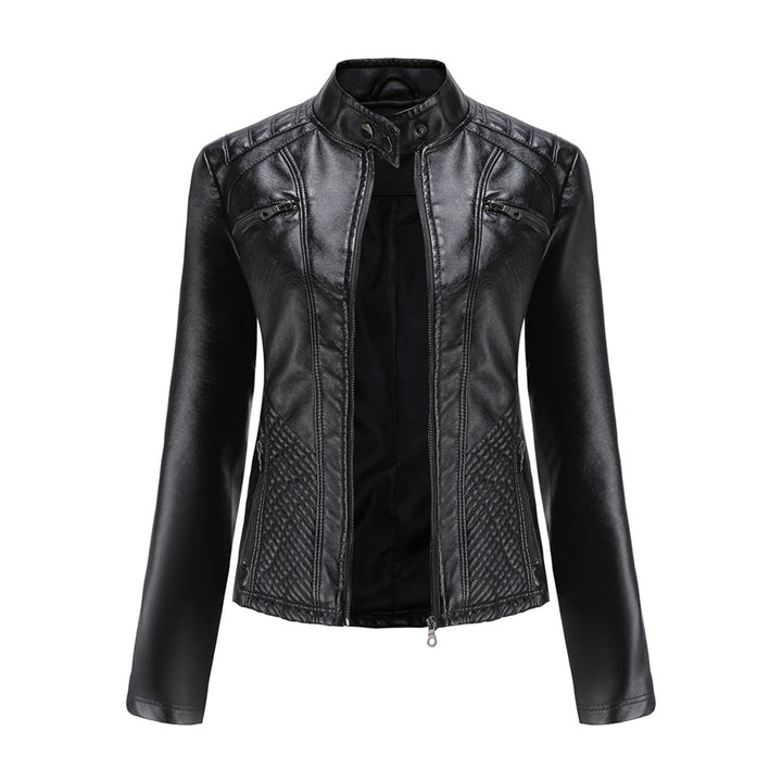 Faye | Women's Quilted Faux Leather Jacket – Black