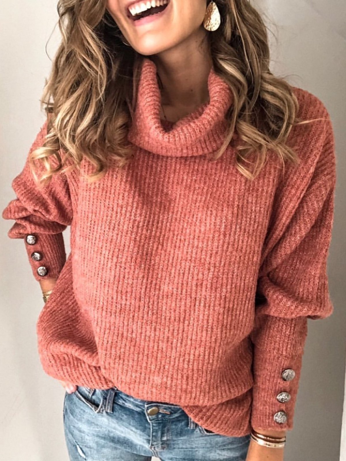 Elsie | Women's Cotton Blend Turtleneck Knit Sweater – Classic Pullover
