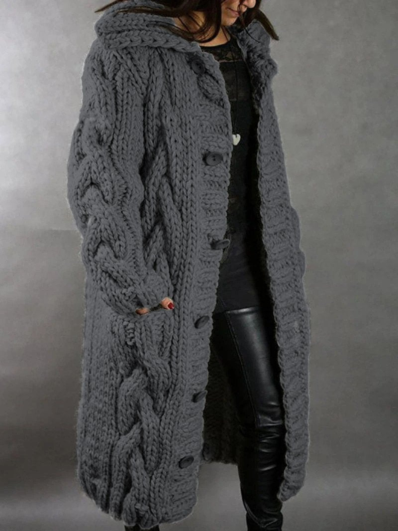 Ada | Women's Chunky Knit Winter Coat – Oversized Cardigan Coat