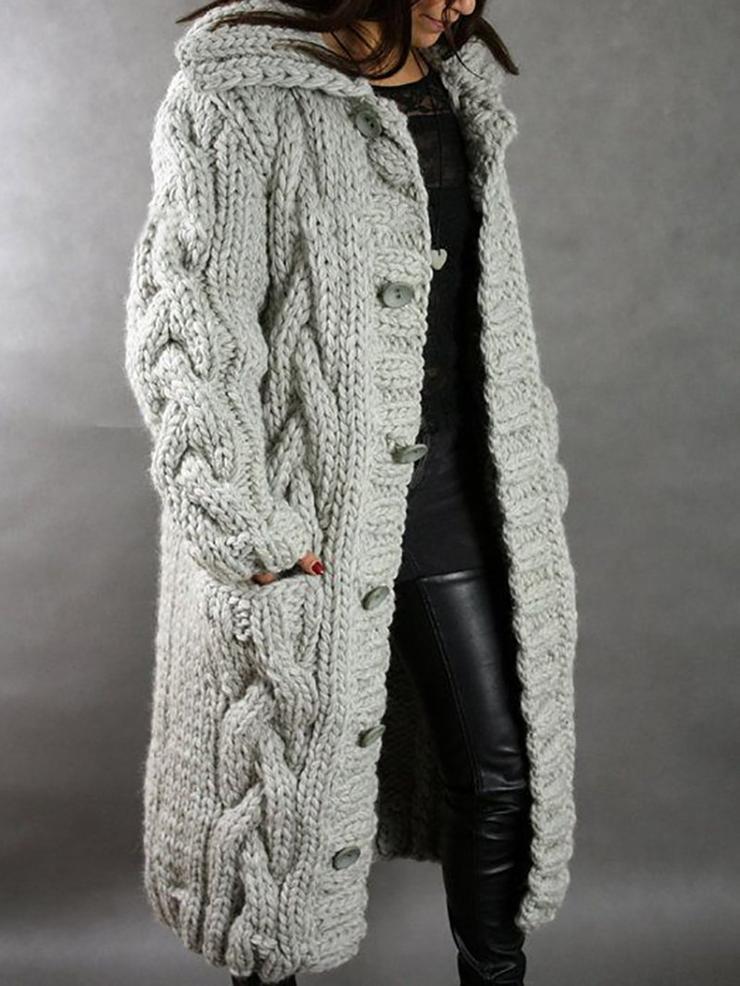 Ada | Women's Chunky Knit Winter Coat – Oversized Cardigan Coat