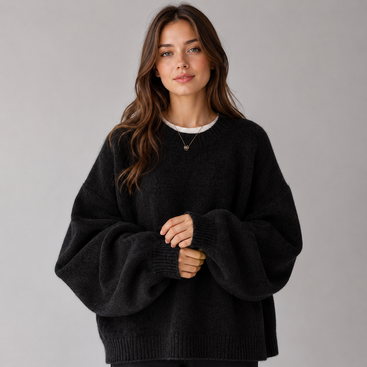 Ruby | Women's Split Hem Knit Sweater – Black