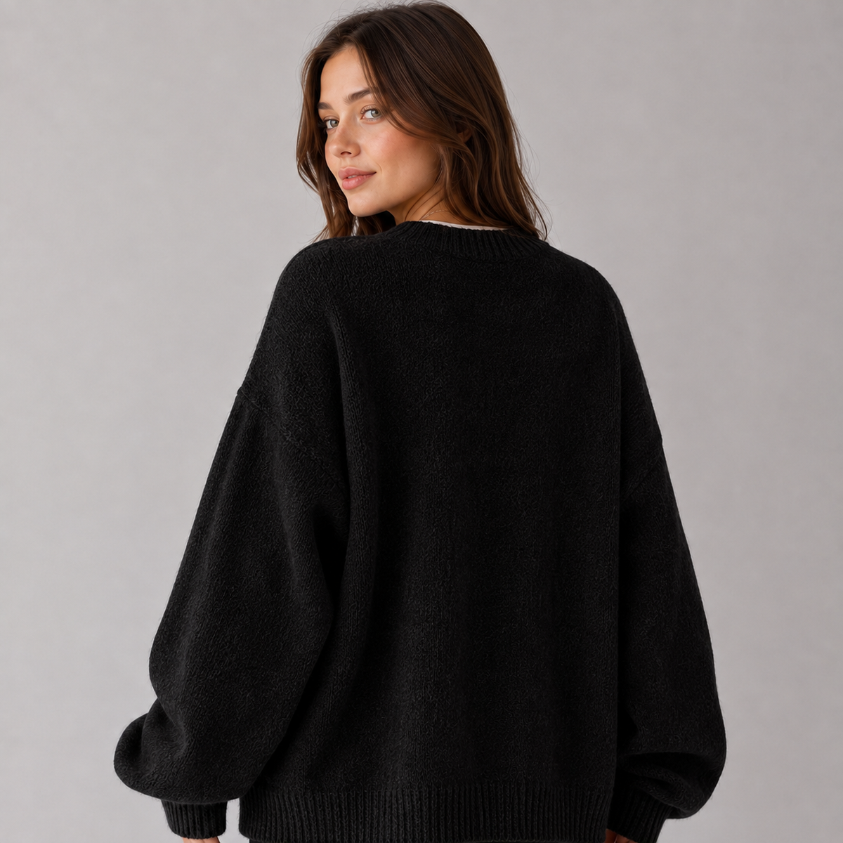 Ruby | Women's Split Hem Knit Sweater – Drop Shoulder Crew Neck Pullover