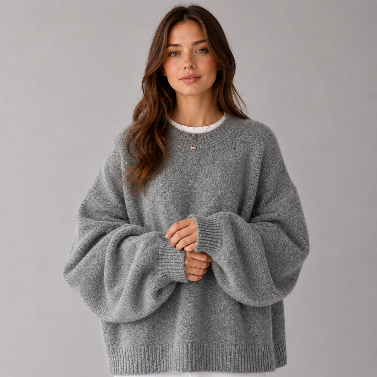 Ruby | Women's Split Hem Knit Sweater – Dark Grey