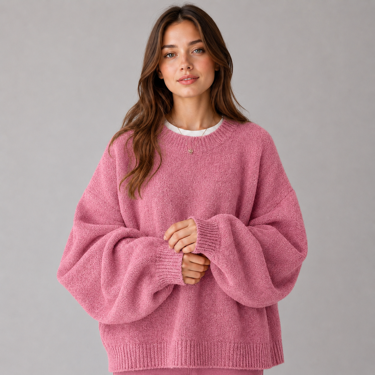 Ruby | Women's Split Hem Knit Sweater – Pink